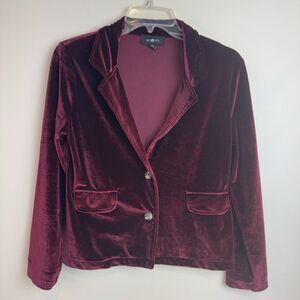 A. Byer Velvet Blazer Deep Red Button Fitted Vintage Dark Romantic Whimsigoth